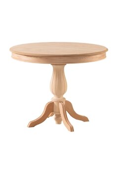 CLK 90'lık Yuvarlak Sabit Baba Masa Cilasız Ham Ahşap