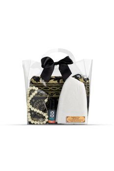 Hayrat Neşriyat Seccade + Tesbih + Takke + Esans Hediye Seti (Çantalı Asetat Kutu, Siyah)