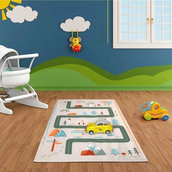 SafeMom 90x145 Aktivite Bebek Çocuk Oyun Halısı, Oyun Matı, Çocuk Odası Halısı Snow