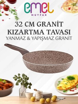 EMEL 32 Cm Granit Kızartma Tavası (BEJ)
