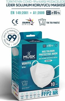 Musk FFP2/N95 Maske Beyaz Renk 100 Adet