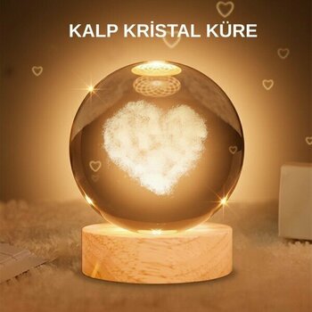 Zero Land Storozal Kalpli Işıklı Cam Küre Ahşap Standlı Dekoratif Gece Lambası
