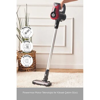 Karaca Vantuz Power Force 350 W Şarj Edilebilir Dikey Süpürge Kırmızı