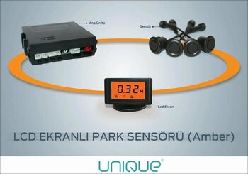 Unıque ® Upc 224 Lcd Amber ( Turuncu ) Ekranlı Siyah Gözlü Park Sensörü