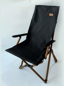 Joyfull Turtle Ahşap -  Kollu Katlanır Kamp - Bahçe - Balkon Sandalyesi - Koyu Ceviz Iskelet - Siyah Kılıf - Siyah Çanta