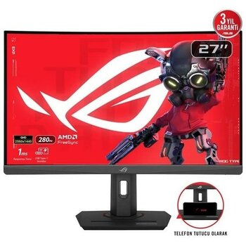 Asus 27" Fast Va Rog Strıx XG27WCMS 1ms 280HZ Hdmı-Dp Pıvot Kavıslı Gamıng Monitör 2560X1440 - Siyah