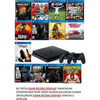 Sony Ps4 1 Tb Slim Kasa 13 Oyunlu Ürün 2 Adet V2 Kol (11.00V) 12 Ay Garanti - 2.Kol Oyun Konsolu - Siyah