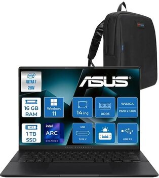 Asus Vivobook S14 Intel Core Ultra 7 258v 32gb Ddr5 1tb Ssd Intel Arc Graphics Win11pro 14" Wuxga Oled 600nits Taşınabilir Bilgisayar S5406sap02 + Zettaçanta