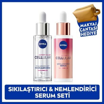 Nivea Cellular Expert Lift Retinol Alternatifi Serum 30ML ve Nemlendirici Serum 30ML, Makyaj Çanta Hediye