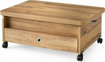 Mutlu Alışveriş Merkezi Akıllı Sehpa 5 Kademeli Sihirli Sehpa Fonksiyonel Orta Sehpa Açılabilr Sehpa Tekerlekli MASA106  60  x  90 Beyaz Mermer - ÇAM