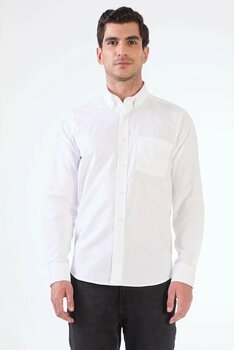Beyaz Oxford Erkek Gömlek - Regular Fıt Beyaz 46