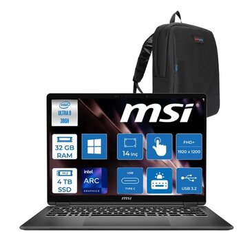 Msı Prestıge 14 Flıp Aı+ D3MTG  Intel Core Ultra 9 386H Aı 32GB Ddr5 4tb SSD 14” Fhd+ (1920X1200), OLED Touch, 100% Dcı-P3+Msi Nano Kalem WIN11HOME Dokunmatik Bilgisayar G3MGXTRH15+ZETTAÇANTA