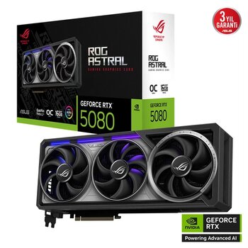 Asus Rog-Astral-Rtx5080-O16g-Gamıng, 16Gb, 256Bit, Gddr7, 2Xhdmı, 3Xdp Gamıng Ekran Kartı