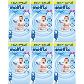 Molfix Bebek Bezi Beden:4 7-14kg Maxi 372 Adet Ekstra 1 Numara
