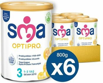 SMA Optipro 3 1-3 Yaş Bebek Devam Sütü 800 gr x 6 Adet