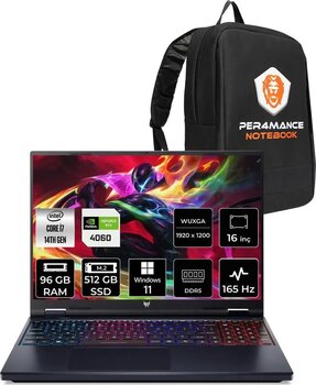 Acer Predator Helios Neo 16 İ7 14650Hx 96Gb 512Gb Ssd Rtx4060/8Gb 140W 16'' Wuxga W11P Gaming Laptop