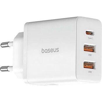 Baseus Gan5 Beyaz 2x USB 1x Type-C Hızlı Şarj 30W Şarj Adaptörü