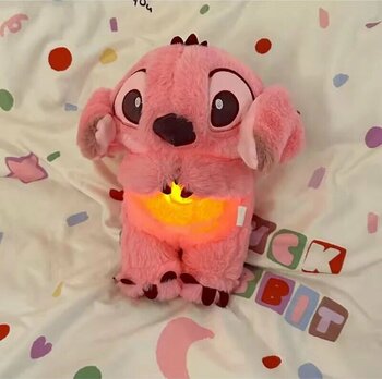 Angel Pembe Stitch Peluş Oyuncak Nefes Alan Rahatlatıcı Müzikli Işıklı Uyku Arkadaşı Diğer