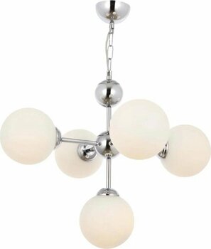 Tavcam Topçu Avize Opal 05 Krom 5xE14 5 Ampul Salon Avizesi