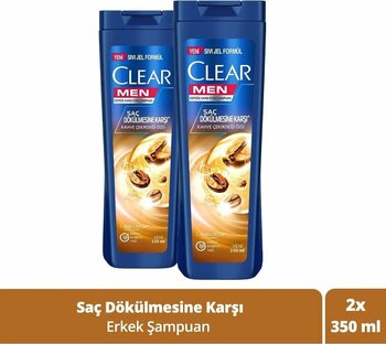Clear Men Kepeğe Karşı Etkili Şampuan Saç Dökülmesine Karşı Kahve Çekirdeği Özü 350 Ml x2 Adet