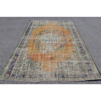 Kayra Export Eskitme Turuncu Yün Halı