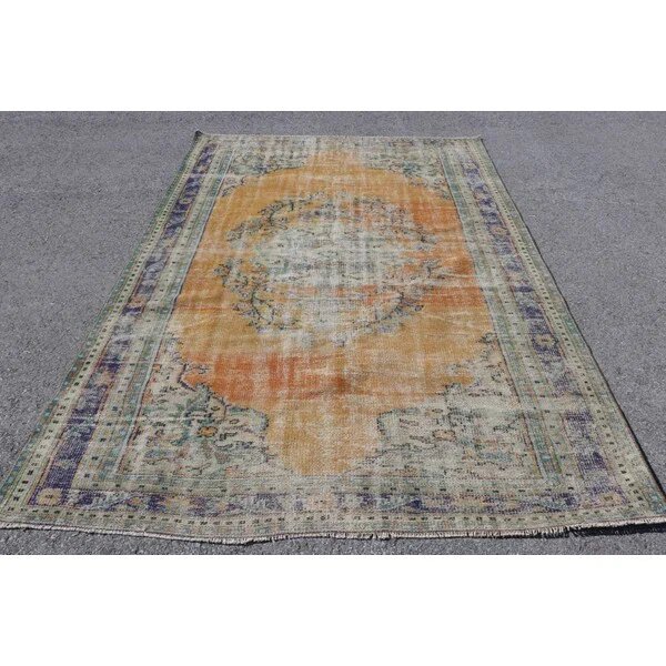 Kayra Export Eskitme Turuncu Yün Halı