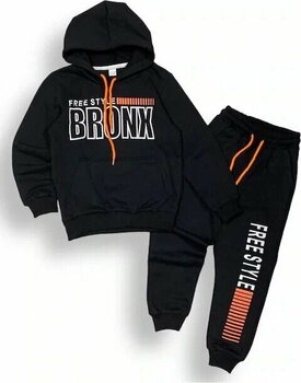 Bronx Siyah 9 Yaş Erkek Çocuk Şardonlu İkiiplik Eşofman Takım MNK0459 Eşofman Takımı