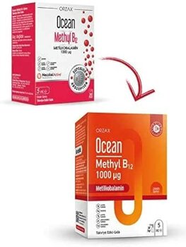 Ocean Methyl B12 1000 mcg Metilkobalamin içeren Dilaltı Sprey (1 x 5 mL)