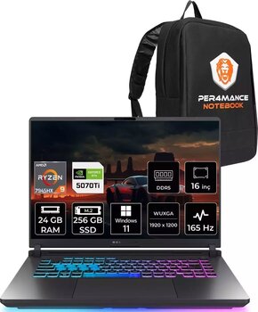 Asus Rog Strix G16 R9 7945Hx 24Gb 256Gb Ssd Rtx5070Ti/12Gb 165Hz 16" Wuxga W11P Gaming Laptop