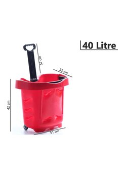 Marketix Tekerlekli Plastik Market Alışveriş El Sepeti 40 Litre Kırmızı