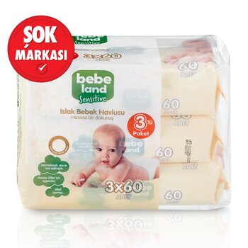 Bebeland Sensitive Islak Bebek Havlusu 3*60 Adet