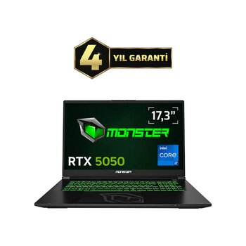 Monster Abra A7 V16.2.4 Intel Core I7 13700hx 16 Gb 1 Tb Ssd 8 Gb Rtx 5050 17.3" Fhd Dos Dizüstü Oyuncu Bilgisayarı