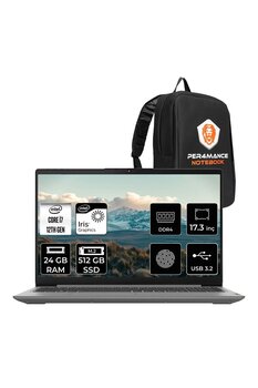 LENOVO IdeaPad 3 17IAU7 i7-1255U 24GB 512GB SSD 17.3\" FHD FDOS Taşınabilir Bilgisayar & PER4 Çanta
