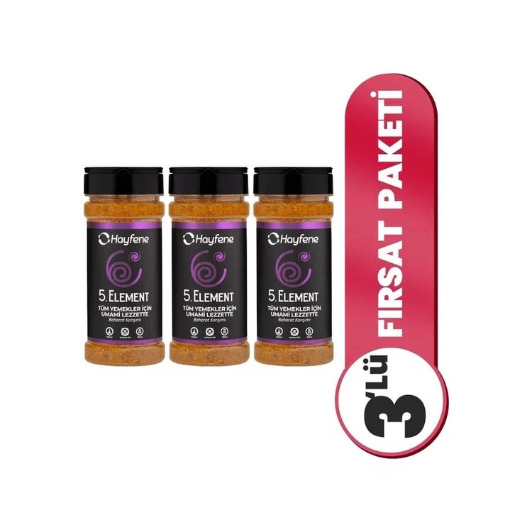 Hayfene 5. Element Baharatı 3'lü Set Mutfak Toz Baharat