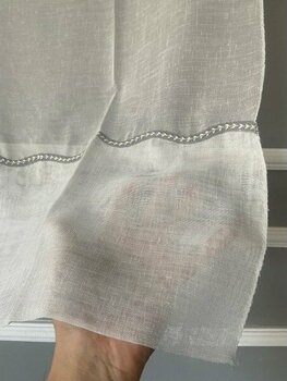 Stay Home Nakış Detaylı  Keten Tül Perde 1/3 Sıra Pile Açelya Gri - Ekru - 350 x 220 cm