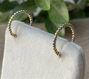 14 Ayar Altın 2 Renkli Dorica Halka Küpe Sarı Altın