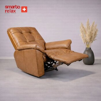 Smarto Relax Tv Koltuğu Basel Elektrikli Masajlı Sırt Dayanağı Kontrol Panelli Ergonomik Deri Dekoratif Baba Koltuğu - Kahverengi - Ceviz