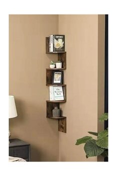 Woodymoda Eskitme Ahşap Köşe Raf - Rustik Tarz