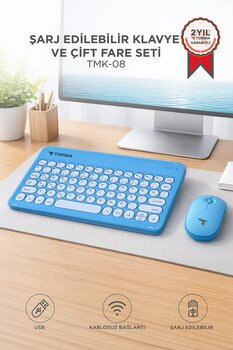 Torima Bluetooth Kablosuz Klavye Mouse Seti TMK08 Mavi
