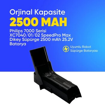 Philips 7000 Serisi Xc7040/01/02 Speedpro Max Dikey Süpürge 2500 Mah 25.2 V  Batarya – Orjinal Uyumlu Uzun Ömürlü, Yüksek Performans Pil