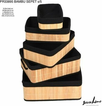 5’li Bambu Sepet Naturel Astarlı Çok Amaçlı Saklama Kutusu-Banyo Kozmetik Mutfak Dolap Orgenizeri