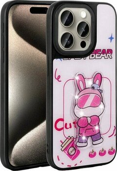 Heptek İletişim Apple  iPhone 15 Pro Kılıf Parlayan Kabartmalı Ikonik Figürlü Silikon Kapak (Amas) - Beyaz