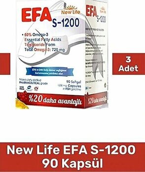 New Life Efa S-1200 Omega 3 Balık Yağı 90 Kapsül 3'lü