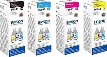 Epson T6641 / T6642 / T6643 / T6644 70 mL Siyah, Cyan, Magenta, Yellow Uyumlu Epson EcoTank ET Serisi, Epson EcoTank L Serisi Mürekkep Kartuş Takımı