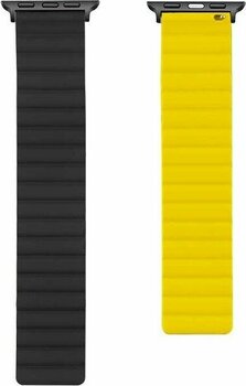 Cep Case Apple Watch 7 41MM Kordon/kayış Çift Renk Mıknatıslı Ayarlanabilir Kordon - Siyah - Sarı - Siyah-Sarı