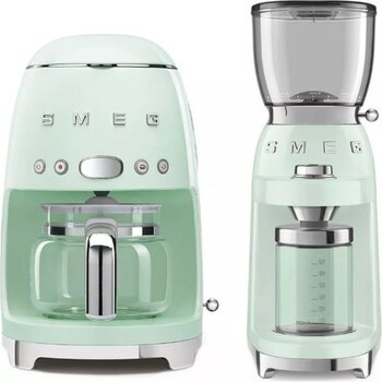 Smeg Pastel Yeşil Filtre Kahve Makinesi ve Kahve Öğütme Makinesi Seti