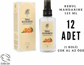 Rebul Mandarine - Mandalina Edc 125ML Sprey Pet Şişeli Kolonya 12 Adet (1 Koli) - 125 ml
