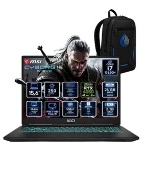 MSI Cyborg 15 Intel Core i7-13620H 24 GB DDR5 2 TB SSD RTX 4050 6 GB 15.6'' FHD IPS 144Hz Windows 11 Pro Oyuncu Dizüstü