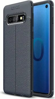 Samsung Galaxy S10 Plus Kılıf Deri Desenli Ve Esnek Yapılı Sağlam Derry Silikon Kılıf Lacivert Renk