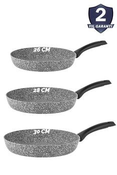 Taç 3 Parça Ultra Granit Tava Seti 26-28-30 Cm Gri